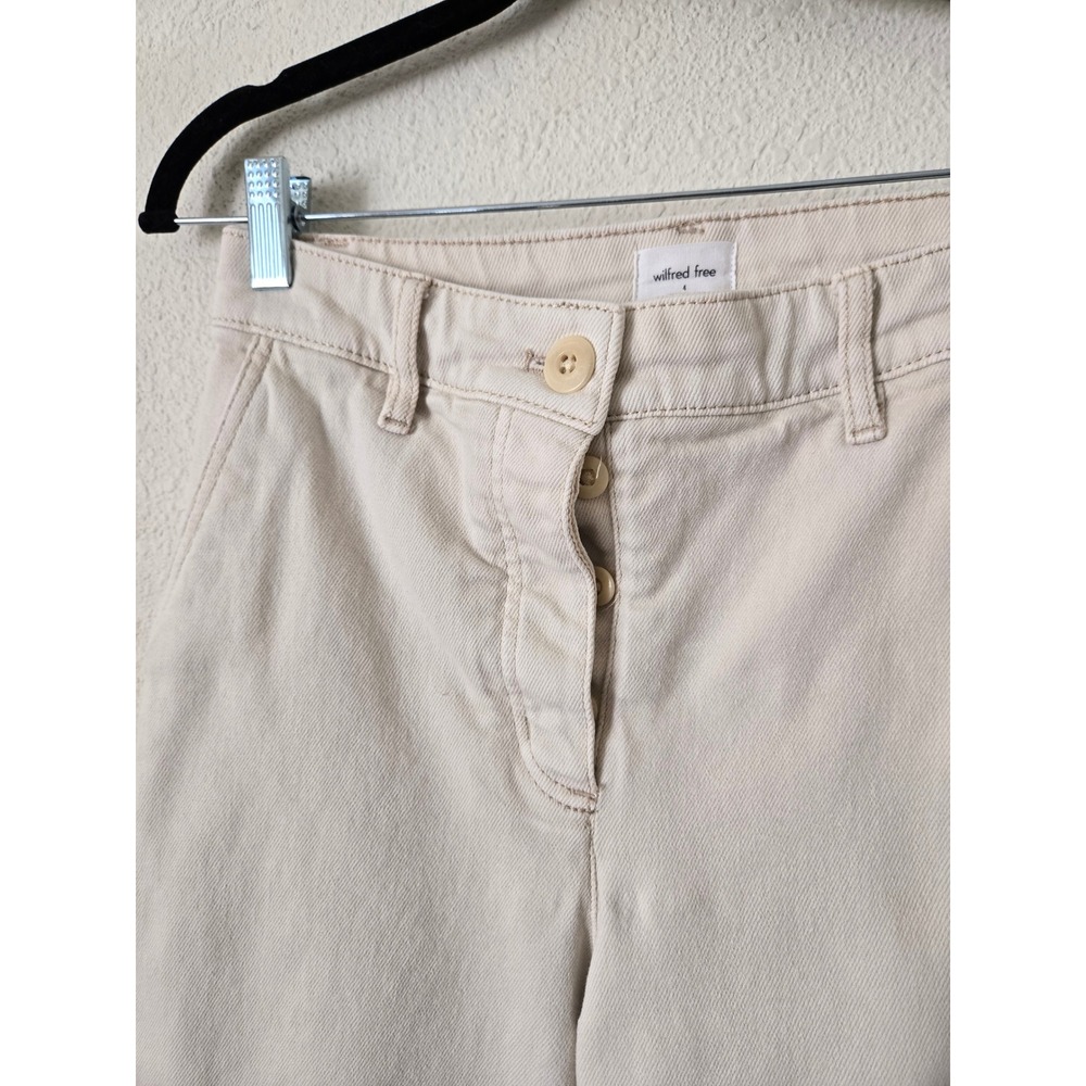 Wilfred Free Womens 4 Cargo Pants Cream High Rise Tapered Button Fly Aritzia - Picture 5 of 13